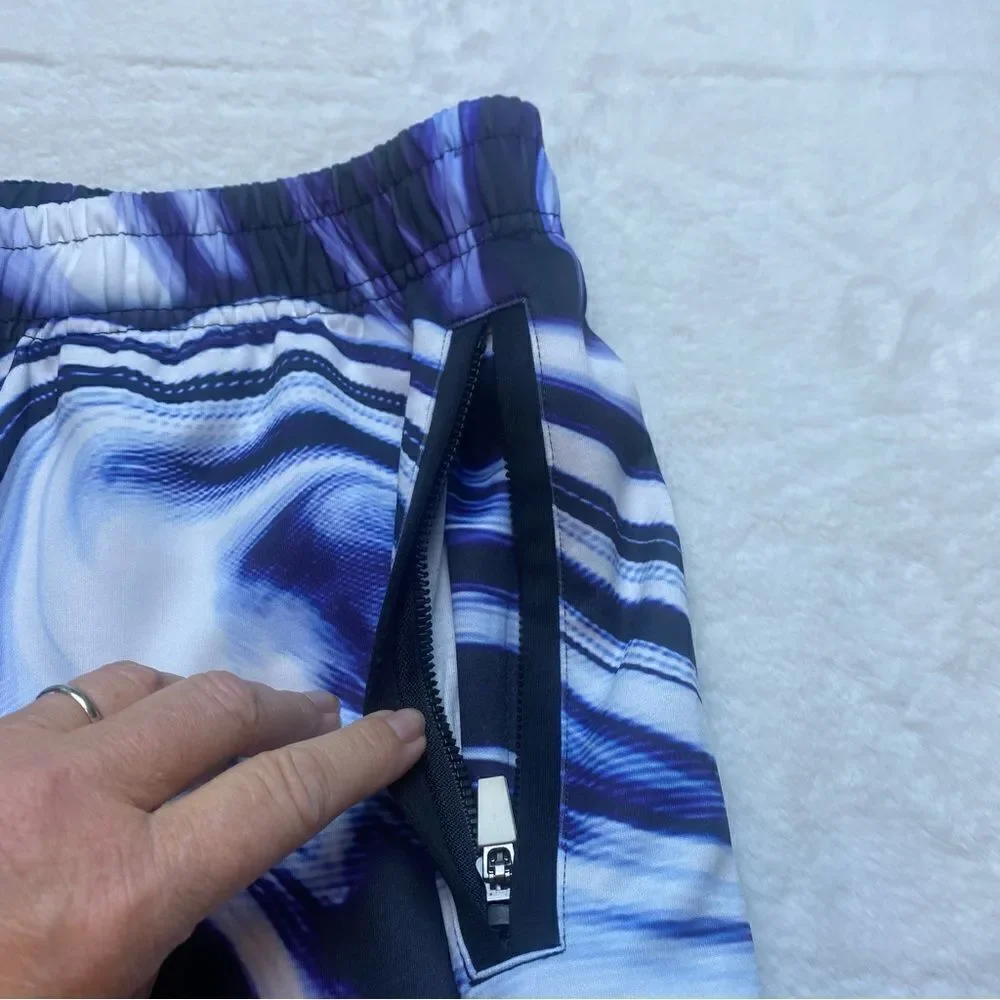 Paper Planes Blue and White Marble Design Board Shorts Size XL